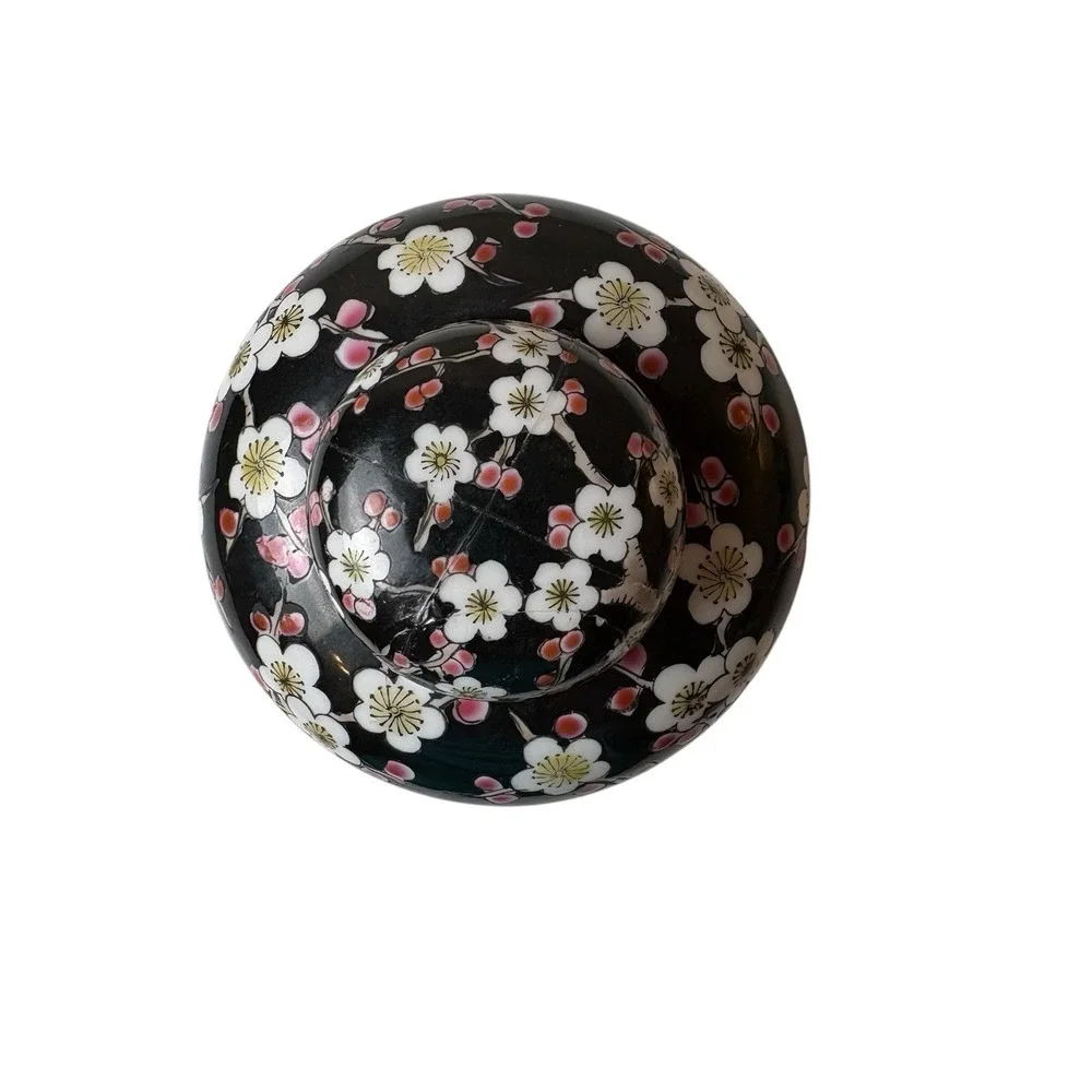 Vintage Japanese Cloisonne Ginger Jar Cherry Blossom Mid century Cloisonne vase